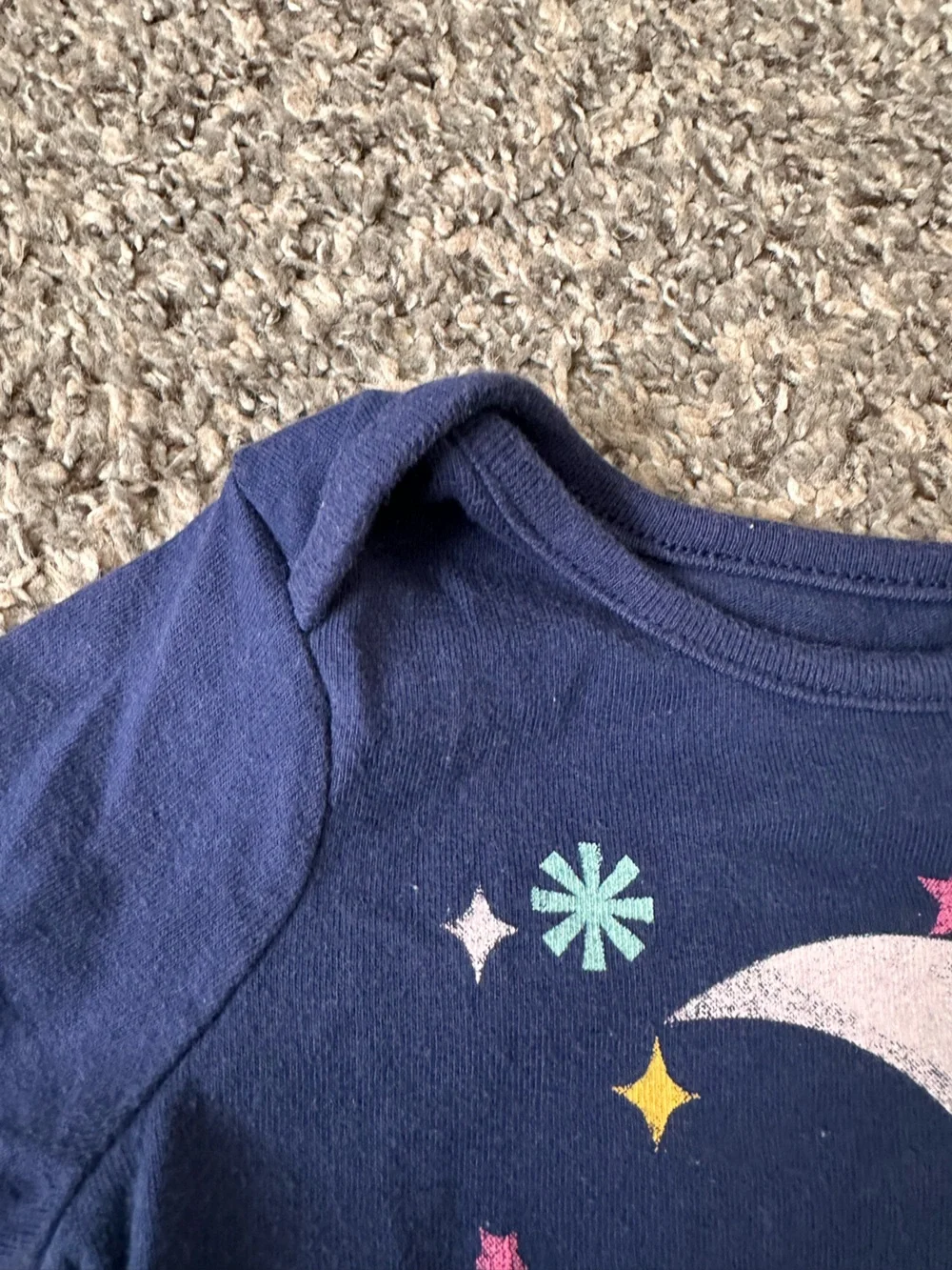 18M Cat & Jack Navy Long-Sleeve Moon Graphic Bodysuit with Pink Moon